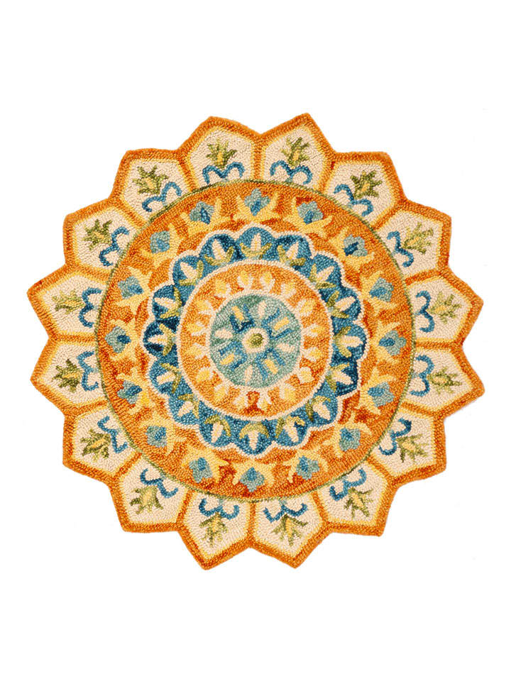 Safavieh Wełniany dywan "Novelty" w kolorze żółto-pomarańczowym rozmiar: 91x91 cm