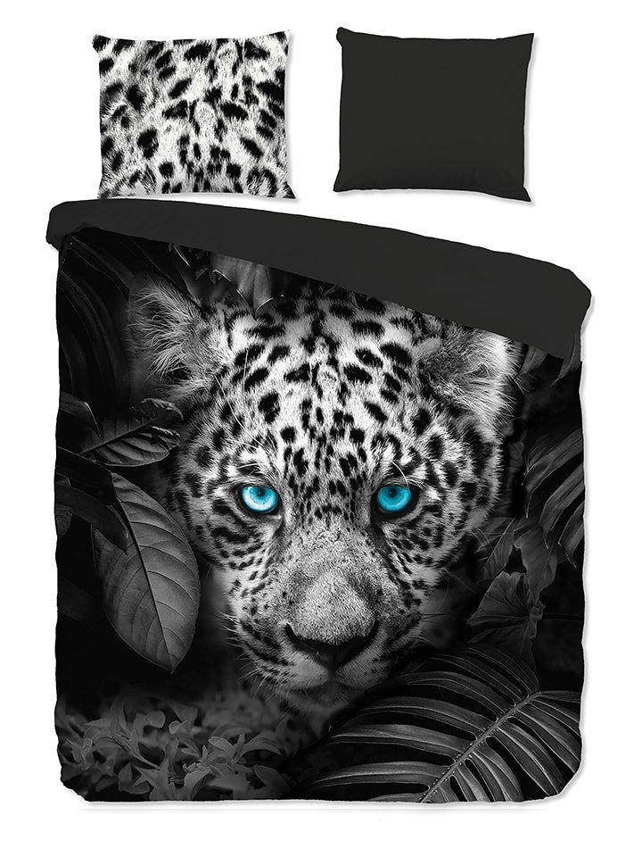 Pure Komplet pościeli "Blue Eyes" w kolorze czarno-białym z mikrofibry rozmiar: 135x200 cm