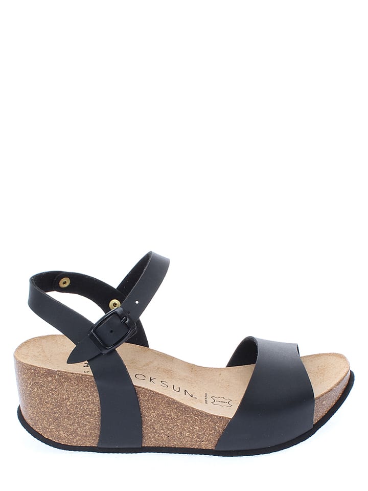 BACKSUN Sandały "Hong Kong" w kolorze czarnym na koturnie rozmiar: 41