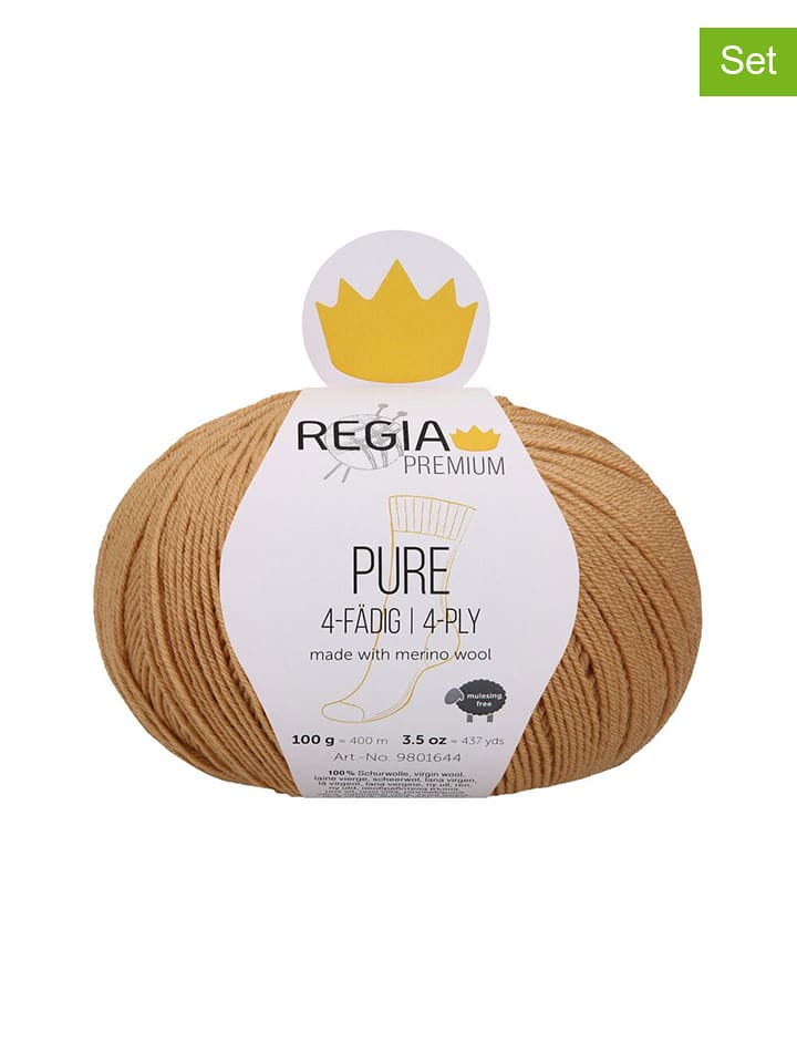 Regia Przędza wełniana (5 szt.) "Premium Pure" w kolorze beżowym - 5 x 100 g rozmiar: onesize
