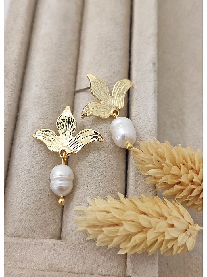 Nakkash Pozłacane kolczyki-wkrętki z perłami rozmiar: onesize