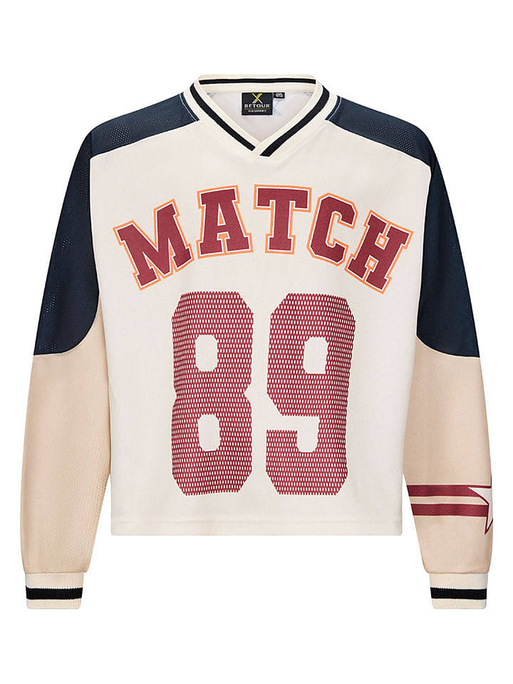 Retour Koszulka "Omara" w kolorze biało-beżowo-czarnym rozmiar: 146/152