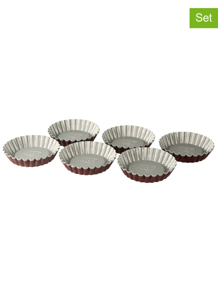 Dr. Oetker Foremki (12 szt.) "Classic" w kolorze szaro-czerwonym do tartaletek - Ø 10 cm rozmiar: onesize