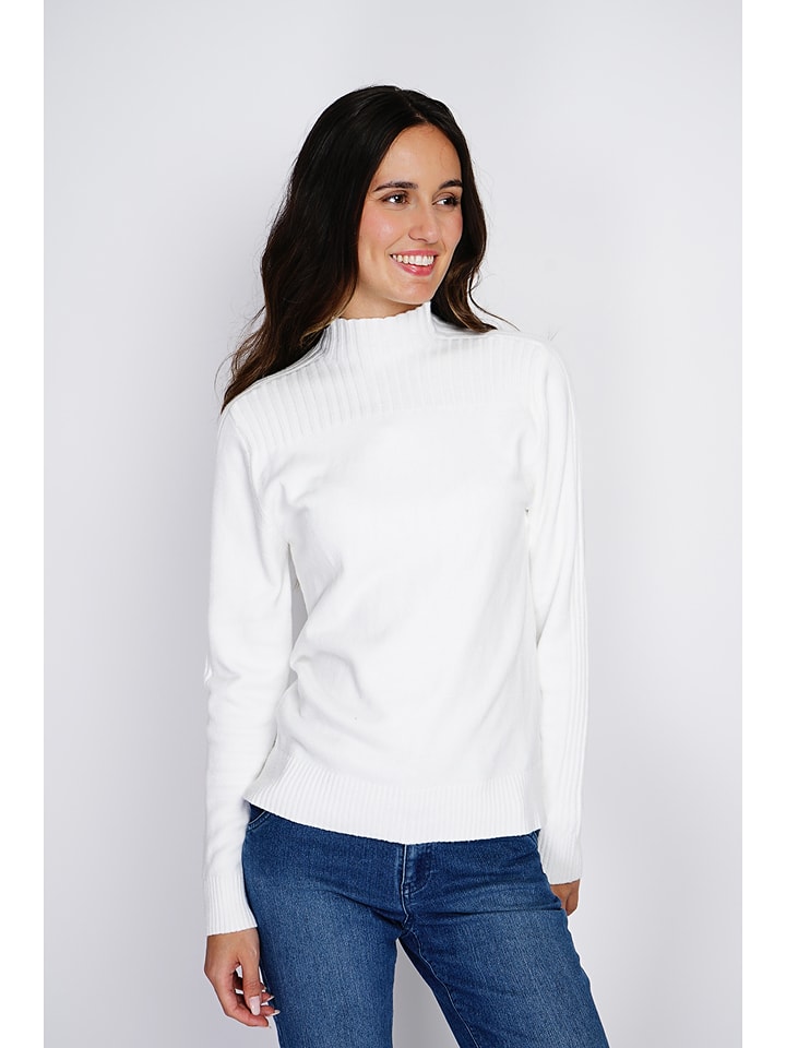 ASSUILI Kaszmirowy sweter w kolorze białym rozmiar: 38