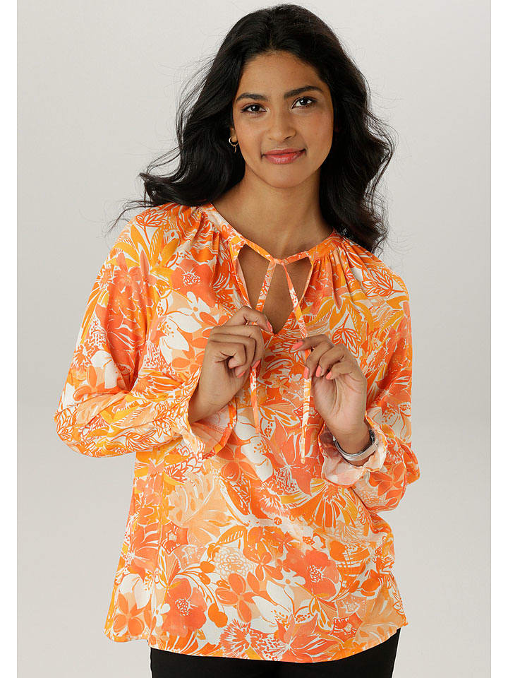 Aniston Bluzka w kolorze pomarańczowo-białym rozmiar: 46