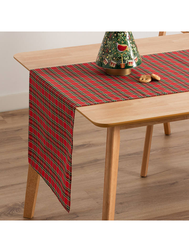 GAMUSI Bieżnik "Check" w kolorze czerwono-zielonym rozmiar: 45x135 cm