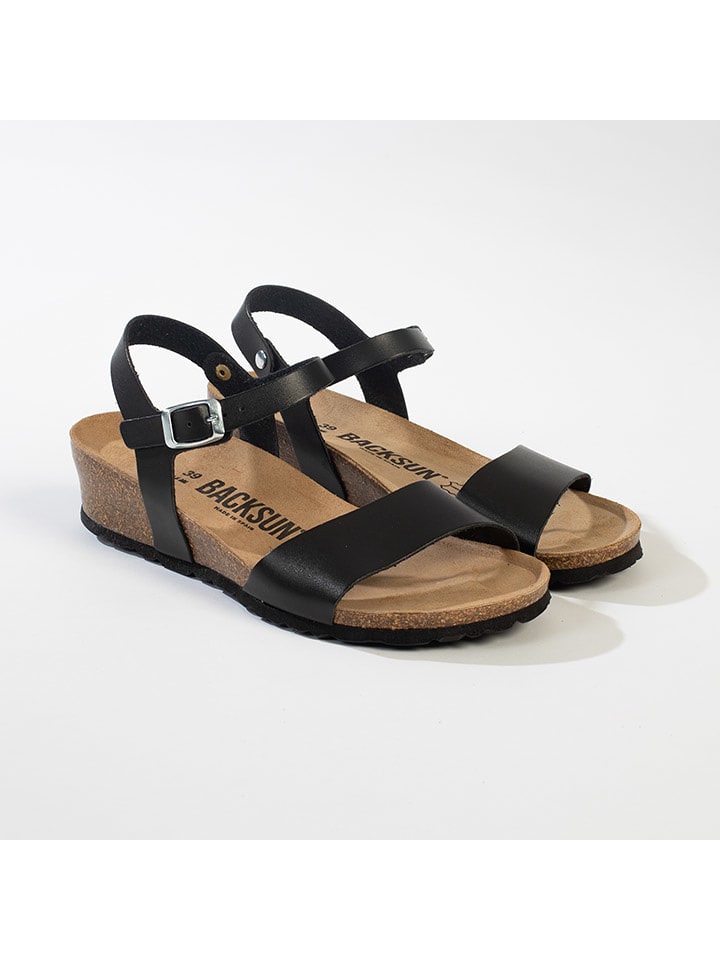 BACKSUN Sandały "Calabria" w kolorze czarnym na koturnie rozmiar: 36