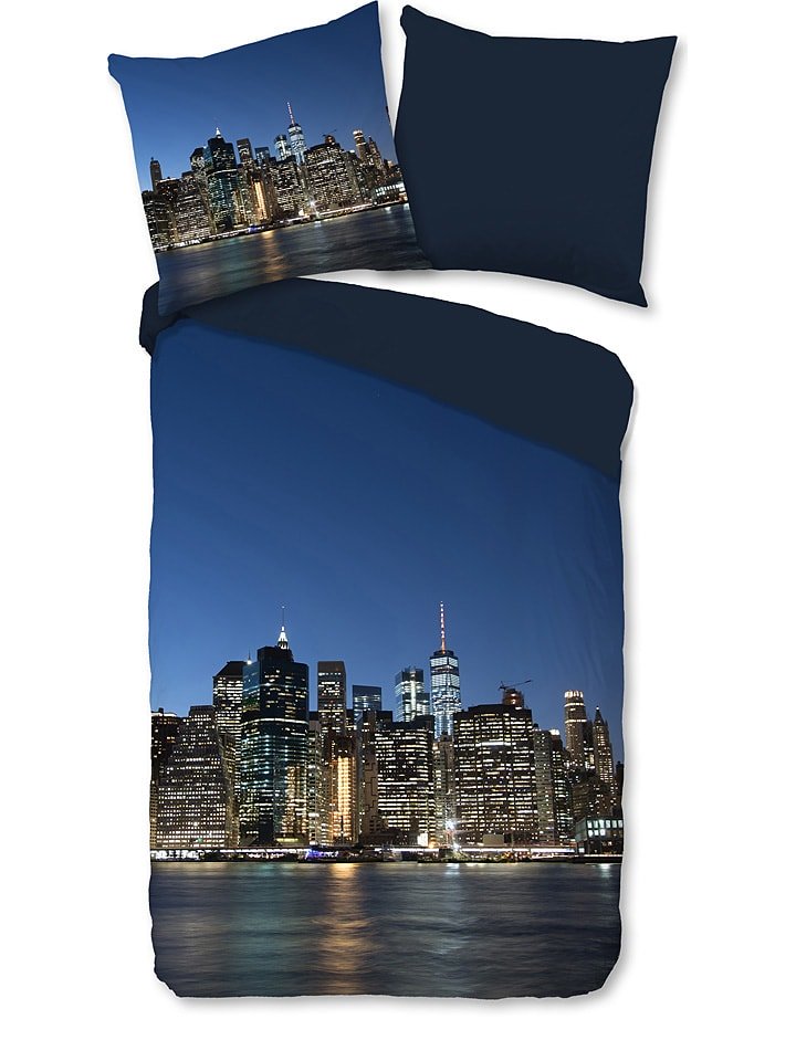 Pure Komplet pościeli w kolorze niebiesko-czarnym z mikrofibry rozmiar: 135x200 cm