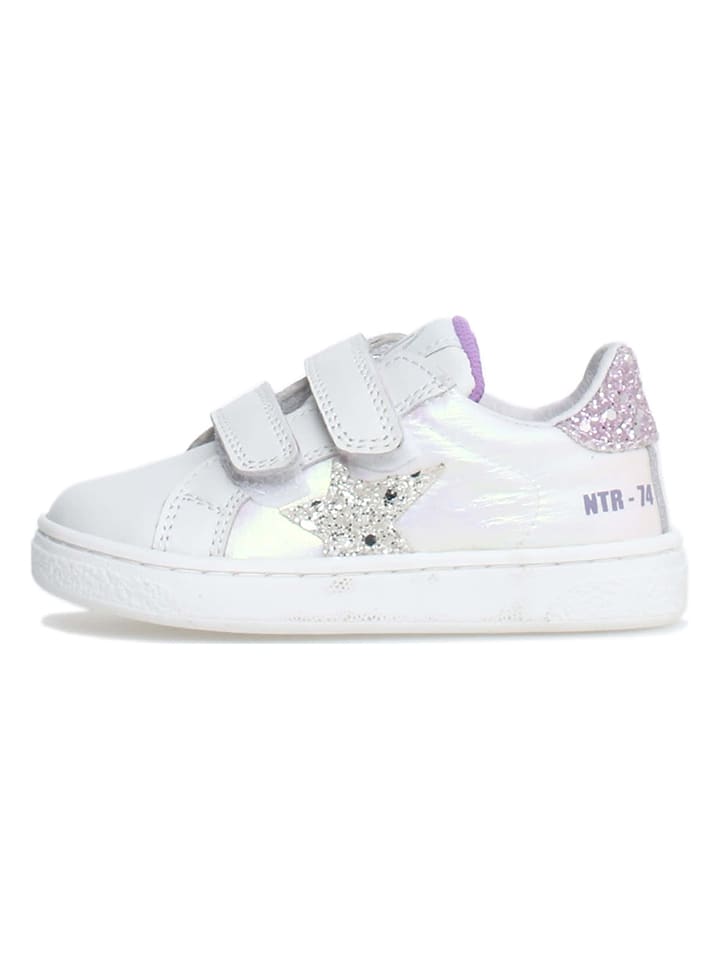 Naturino Skórzane sneakersy "Pinn" w kolorze biało-fioletowym rozmiar: 33