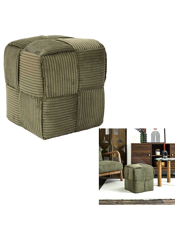 THE HOME DECO FACTORY Puf w kolorze khaki - 36 x 38 cm rozmiar: onesize