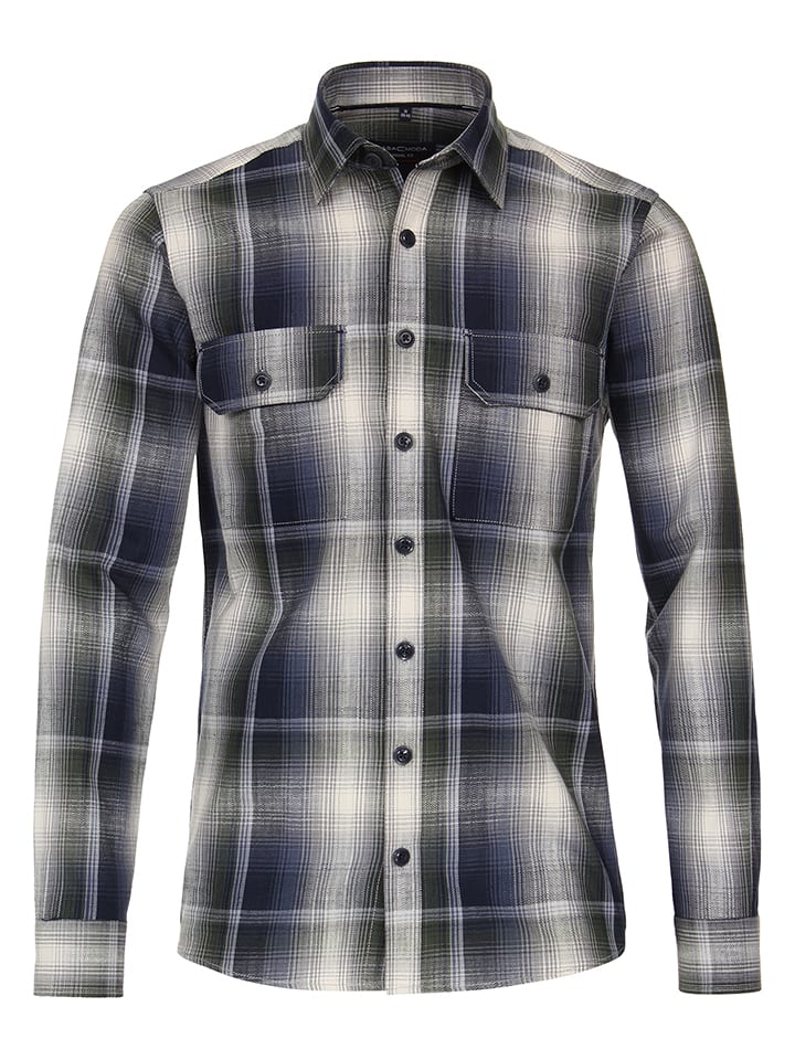 CASAMODA Koszula - Casual fit - w kolorze granatowo-kremowym rozmiar: L