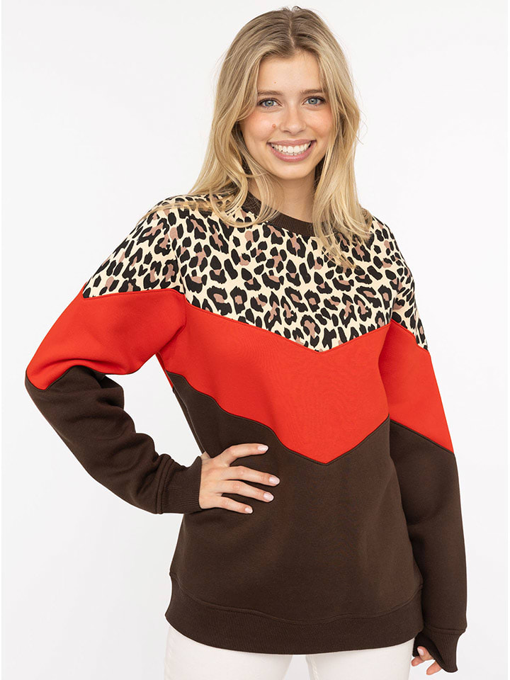 Zwillingsherz Bluza "Konny" w kolorze brązowo-pomarańczowym rozmiar: L/XL