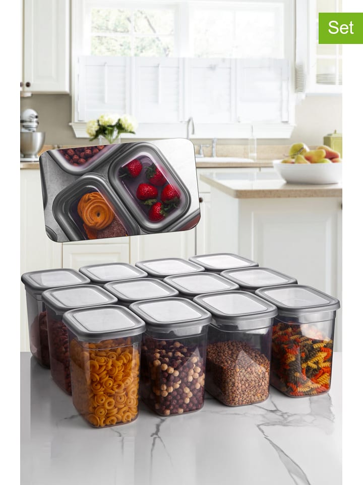 Violeta Home Pojemniki (12 szt.) w kolorze szarym - 2 l rozmiar: onesize