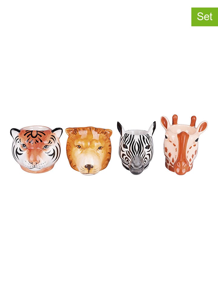 Villa d´Este Podstawki (4 szt.) w kolorze czarno-jasnobrązowym na jajka - wys. 10 cm rozmiar: onesize