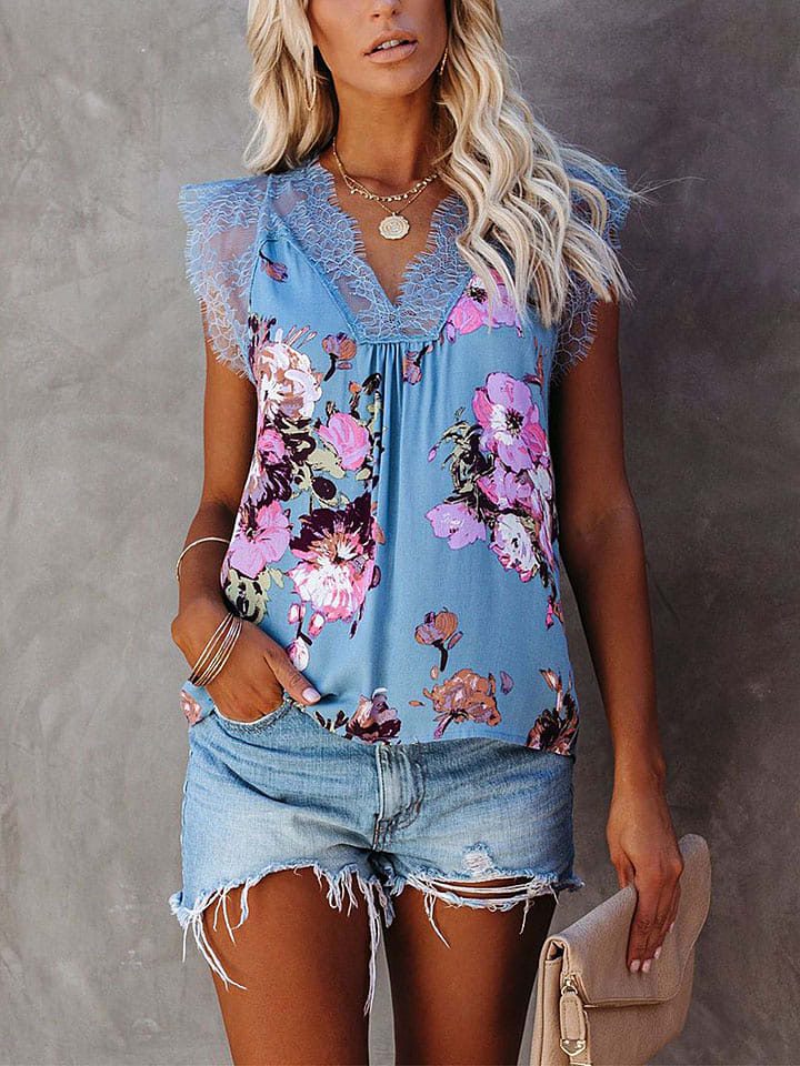 LA Angels Bluzka w kolorze błękitno-jasnoróżowym rozmiar: S