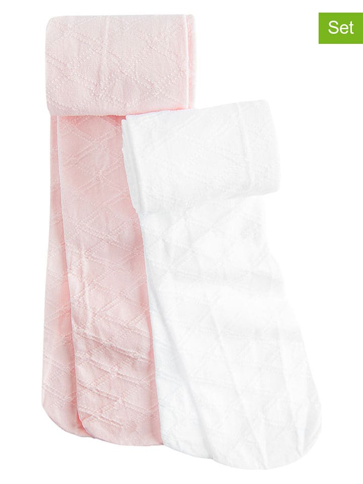 COOL CLUB Rajstopy (2 pary) w kolorze jasnoróżowym i białym rozmiar: 116/122