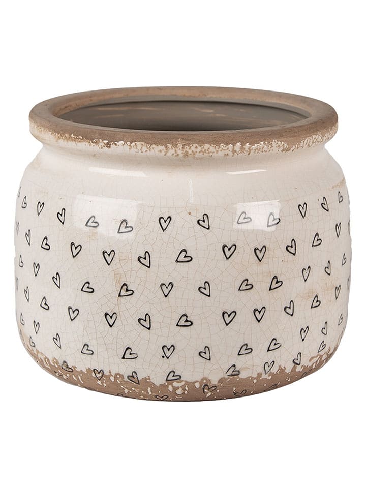 Clayre & Eef Doniczka w kolorze kremowo-czarnym - wys. 15 x Ø 20 cm rozmiar: onesize