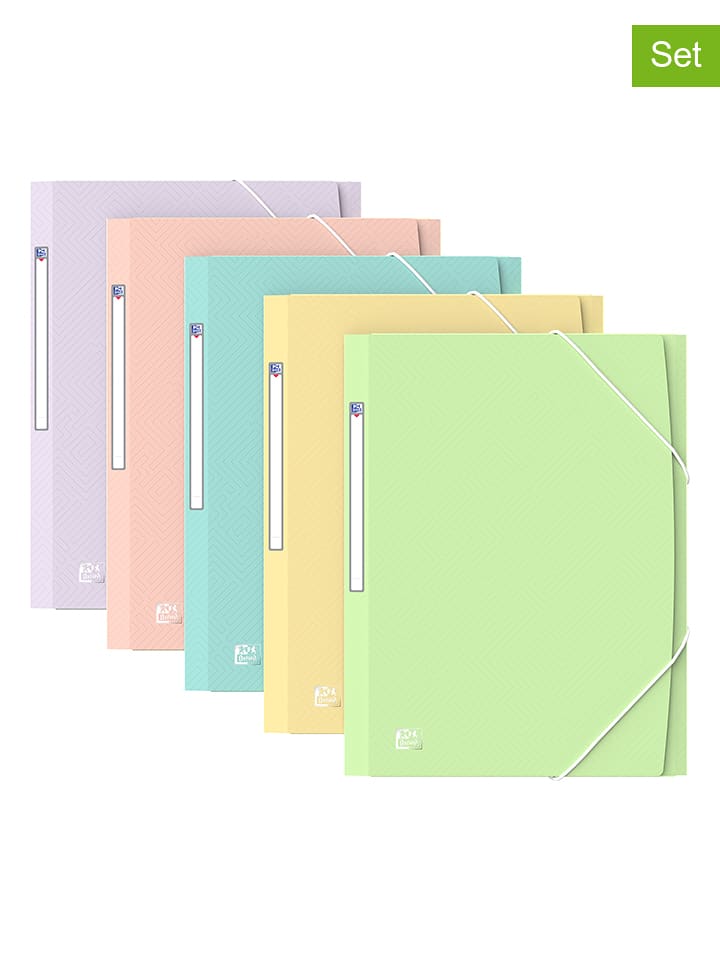 Oxford Teczki (5 szt.) w różnych kolorach na gumkę - DIN A4 rozmiar: onesize