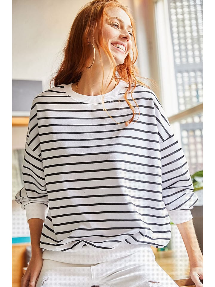 Olalook Bluza w kolorze biało-czarnym rozmiar: L