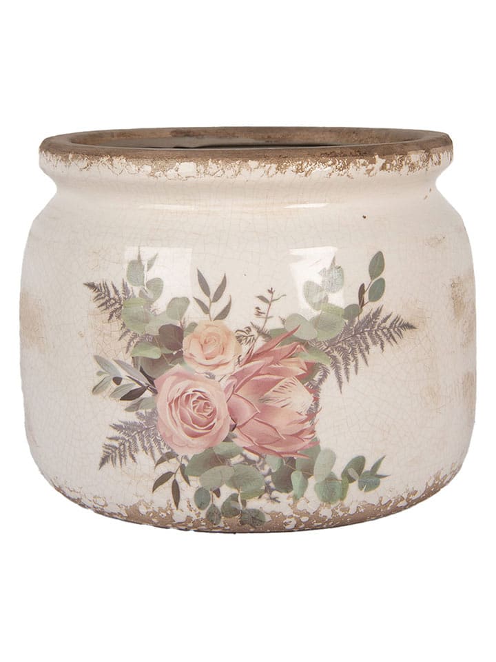 Clayre & Eef Doniczka w kolorze beżowo-jasnoróżowym - wys. 15 x Ø 20 cm rozmiar: onesize