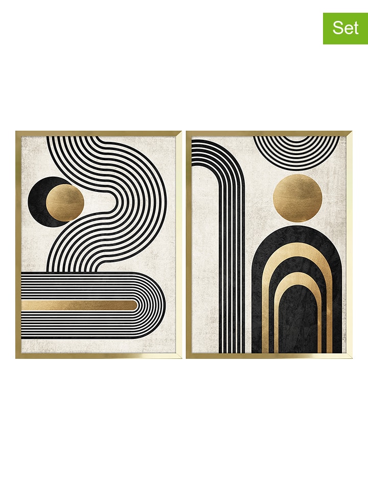 Ars Longa Druki artystyczne (2 szt.) "Black and Gold Arches Zen" w ramce - 70 x 50 cm rozmiar: onesize