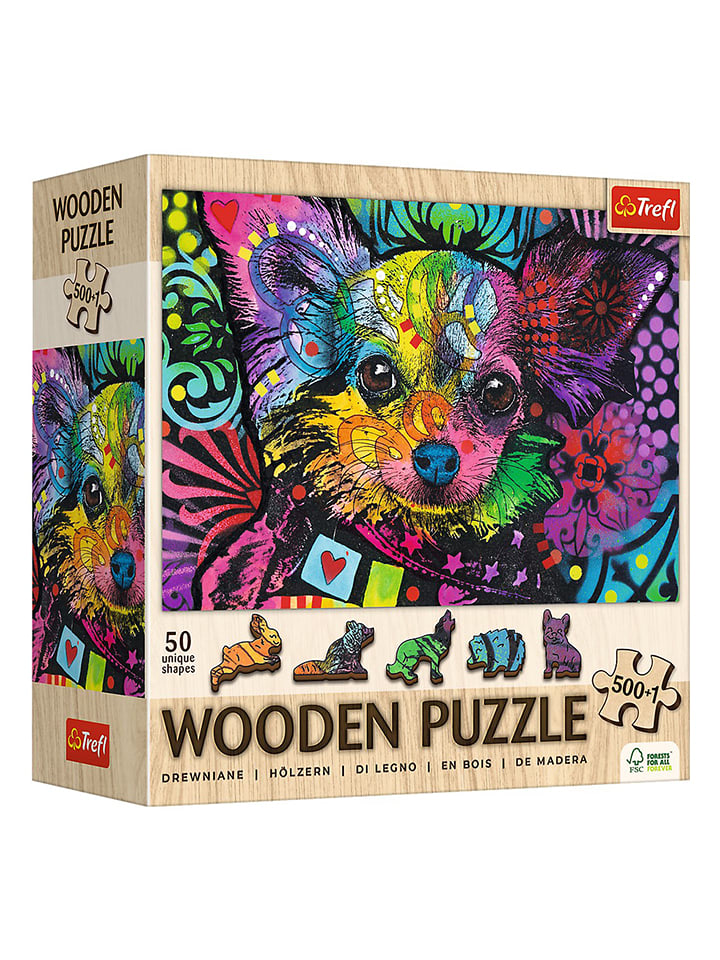 Trefl 501-częściowe drewniane puzzle "Colourful puppy" - 12+ rozmiar: onesize