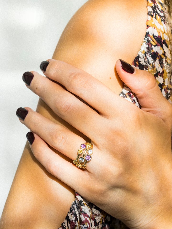 OR ÉCLAT Złoty pierścionek "Kamina" z kamieniami szlachetnymi rozmiar: 54