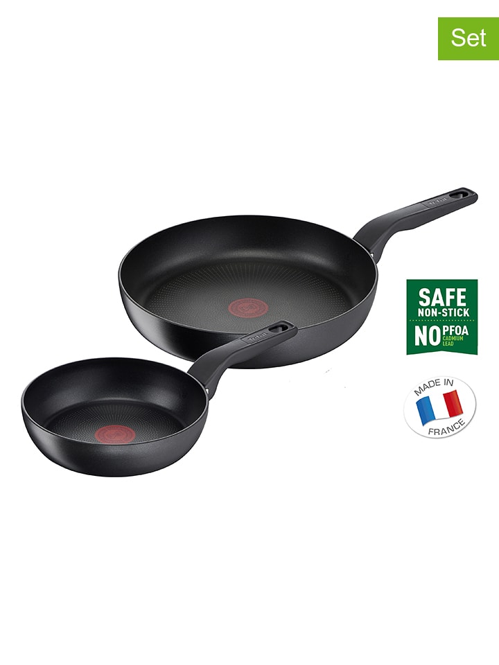Tefal Patelnie (2 szt.) "Hard Titanium Pro" w kolorze czarnym rozmiar: onesize
