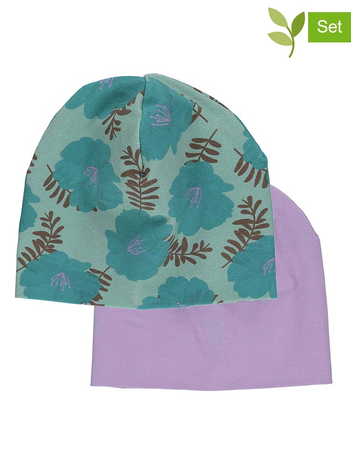 Fred´s World by GREEN COTTON Czapki beanie (2 szt.) w kolorze zielono-fioletowym rozmiar: 68/74