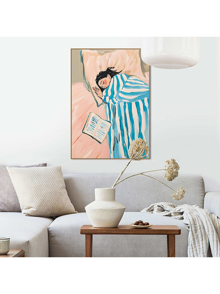 Orangewallz Druk artystyczny "Book Sleep" w ramce rozmiar: 50x70 cm