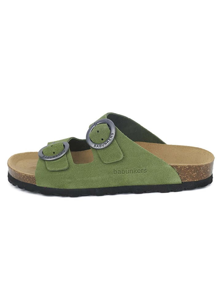 BABUNKERS Family Skórzane klapki w kolorze zielonym rozmiar: 41