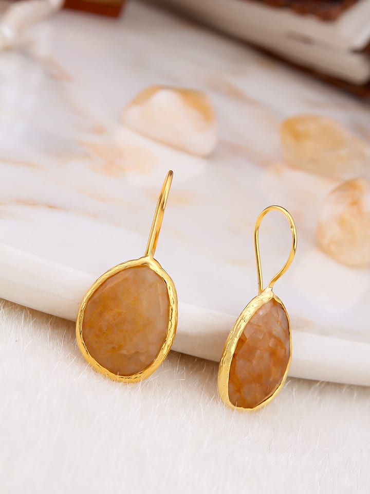 Pierres delicates Pozłacane kolczyki z kamieniem słonecznym rozmiar: onesize