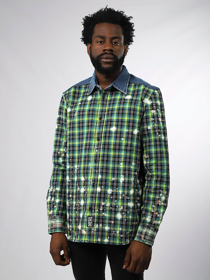 Diesel Clothes Koszula w kolorze zielono-czarnym rozmiar: S