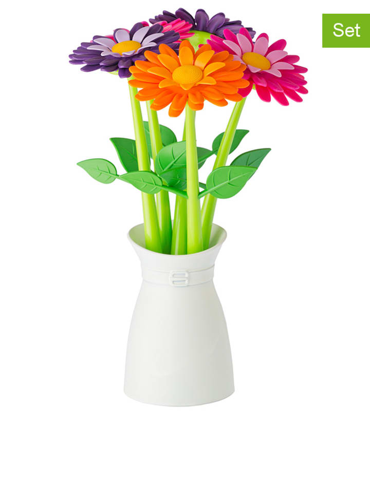 Vigar 5 kolorowych długopisów ze stojakiem w kolorze białym - wys. 25 cm rozmiar: onesize