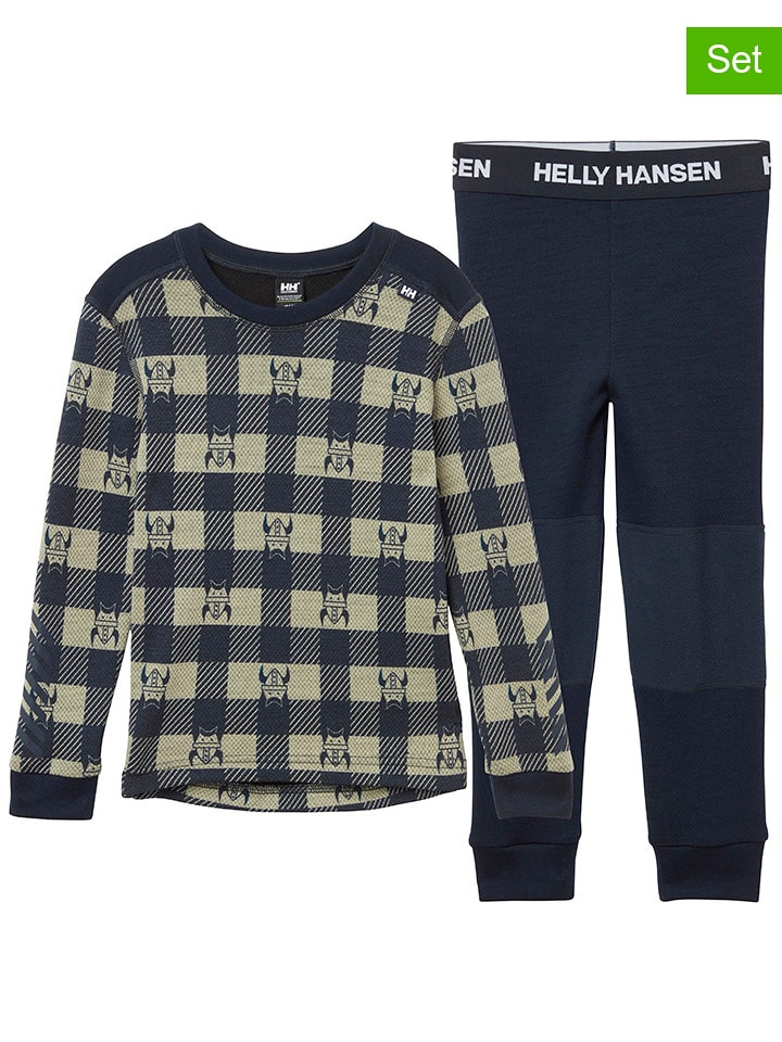 Helly Hansen 2-częściowy zestaw bielizny funkcyjnej w kolorze beżowo-granatowym rozmiar: 92