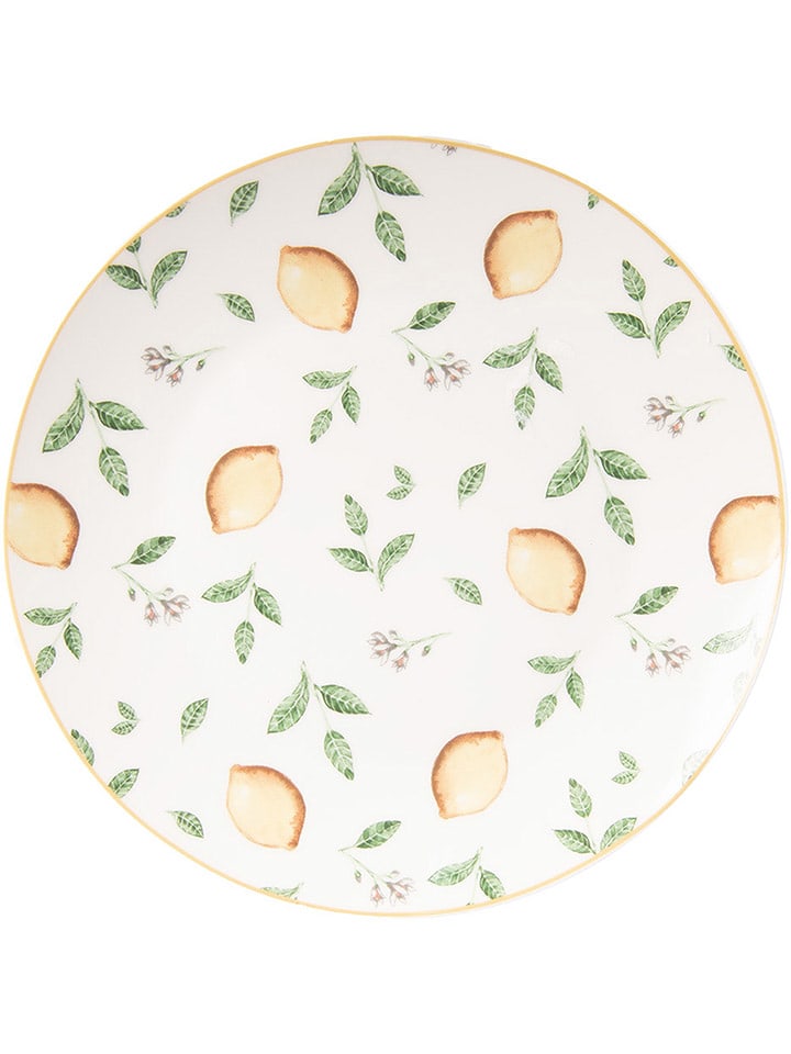 Clayre & Eef Talerz śniadaniowy w kolorze żółto-zielonym - Ø 20 cm rozmiar: onesize