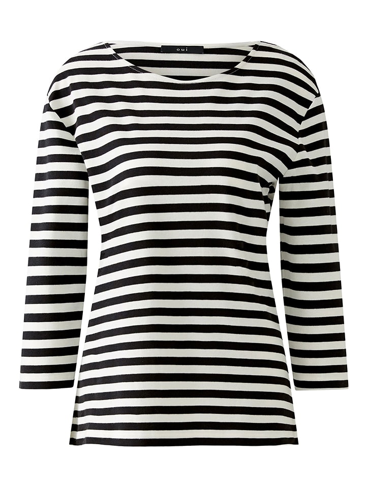 Oui Koszulka w kolorze czarno-kremowym rozmiar: 42