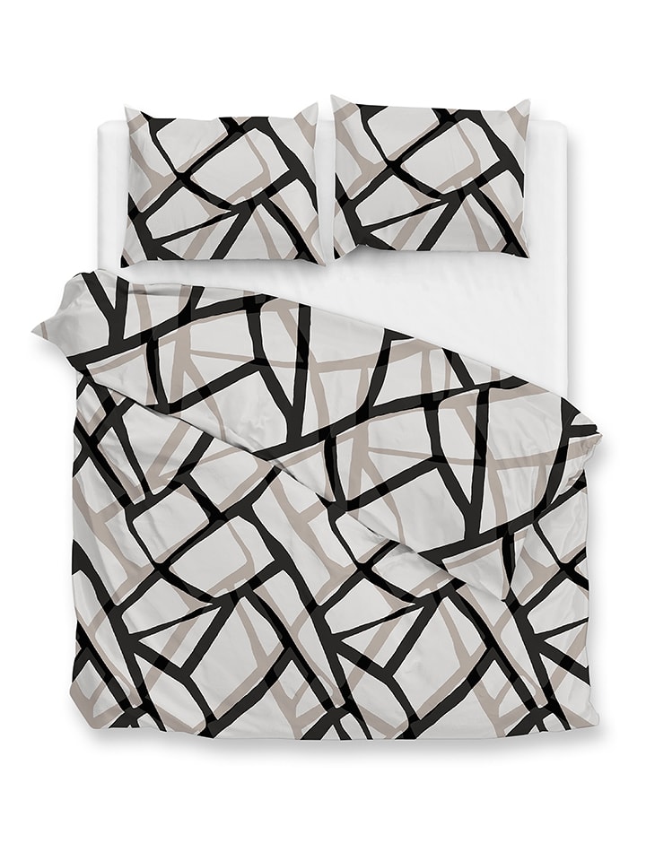 Zo!Home Komplet pościeli flanelowej "Serena" w kolorze biało-czarno-beżowym rozmiar: 200x220 cm