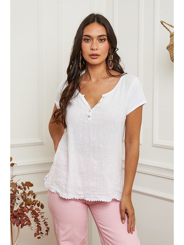 La Compagnie Du Lin Lniana koszulka w kolorze białym rozmiar: XL