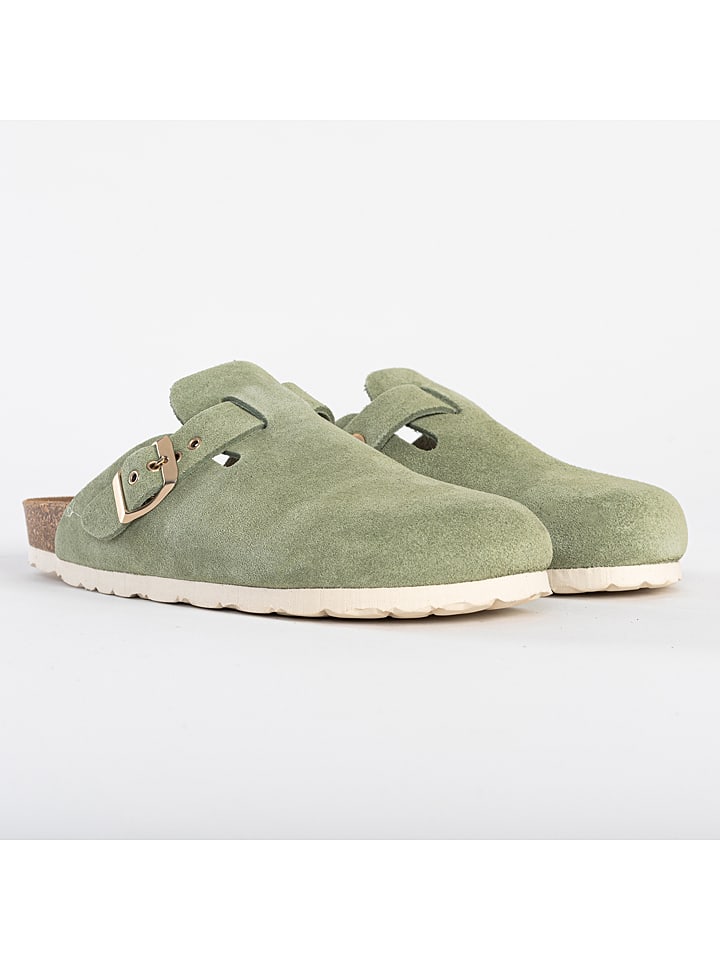 Sunbay Skórzane chodaki "Molky" w kolorze jasnozielonym rozmiar: 41