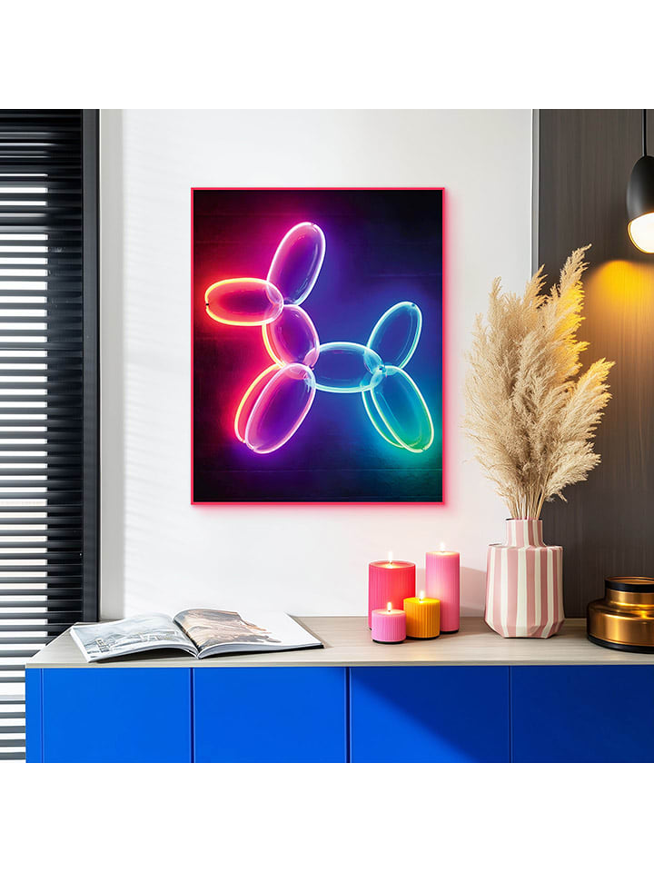 Orangewallz Druk artystyczny "Neon Balloon Dog" w ramce rozmiar: 40x50 cm
