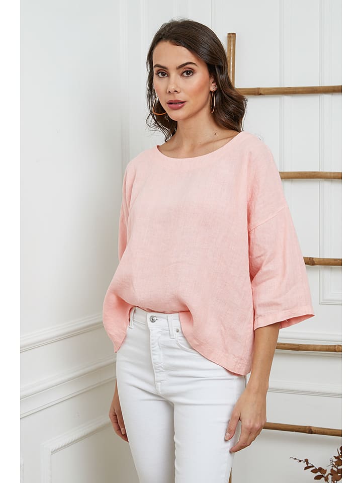 Fleur de Lin Lniana bluzka "Georginia" w kolorze jasnoróżowym rozmiar: L