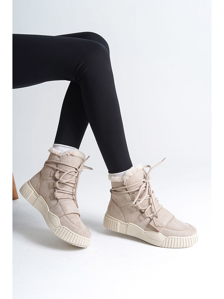 trendyol Botki zimowe w kolorze beżowym rozmiar: 38