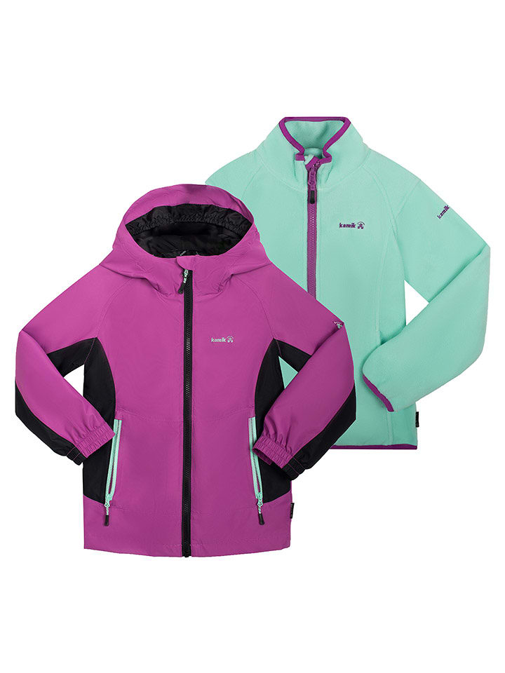 Kamik Kurtka przeciwdeszczowa 3w1 "Aubrey" w kolorze fioletowo-turkusowym rozmiar: 122