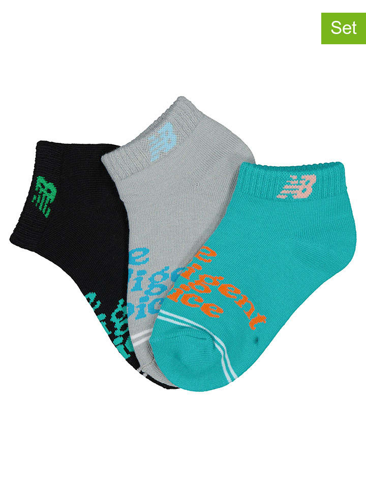 New Balance Skarpety (3 pary) w kolorze czarnym, szarym i turkusowym rozmiar: 24