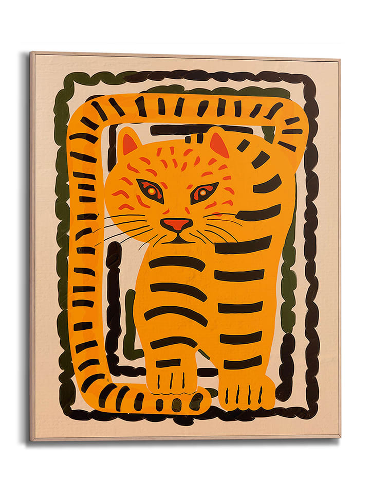 Orangewallz Druk artystyczny "Crawling Cat" w ramce rozmiar: 40x50 cm