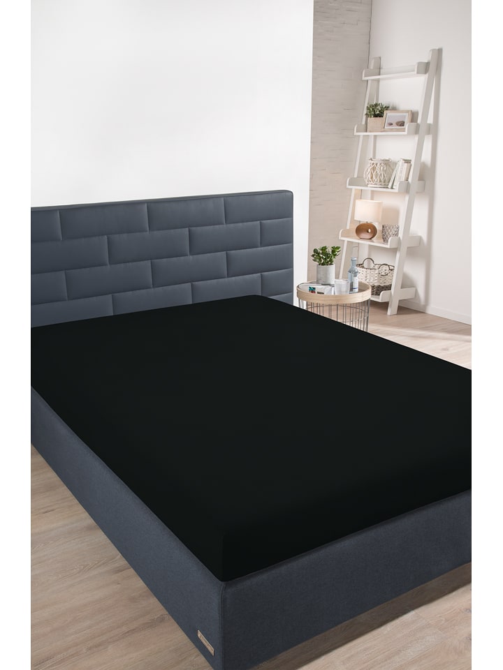 Schiesser Dżersejowe prześcieradło w kolorze czarnym na gumce rozmiar: 100x200 cm