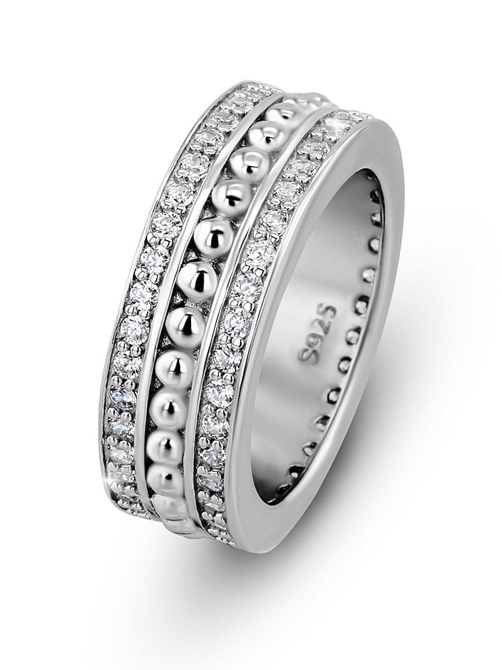 CHARM'S Srebrny pierścionek z cyrkoniami rozmiar: 50