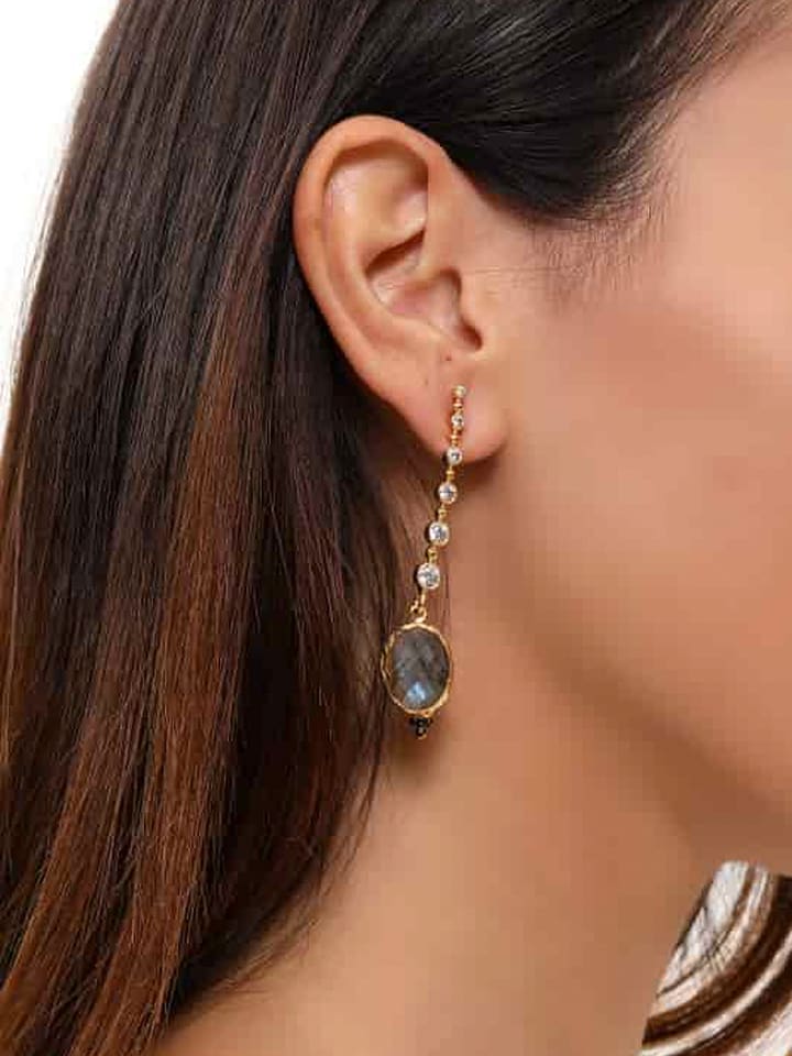 L'Atelier de Gaia Pozłacane kolczyki-wkrętki z labradorytem i cyrkoniami rozmiar: onesize