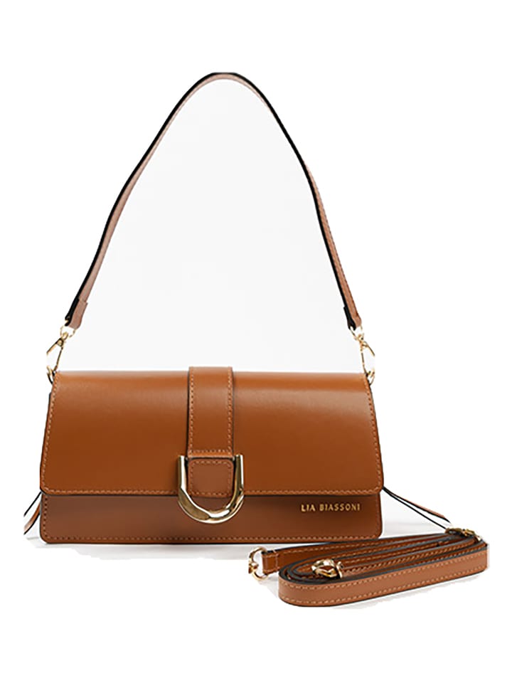Lia Biassoni Skórzana torebka w kolorze jasnobrązowym - 27 x 14 x 6 cm rozmiar: onesize